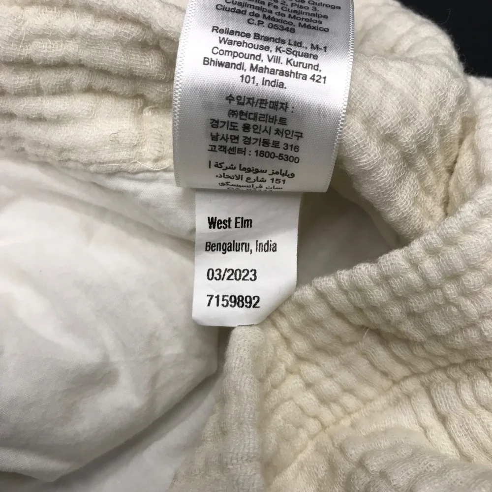 West Elm Gauze Pillow Case 100% Cotton Euro Sham Soft Cream Linens 26x26
